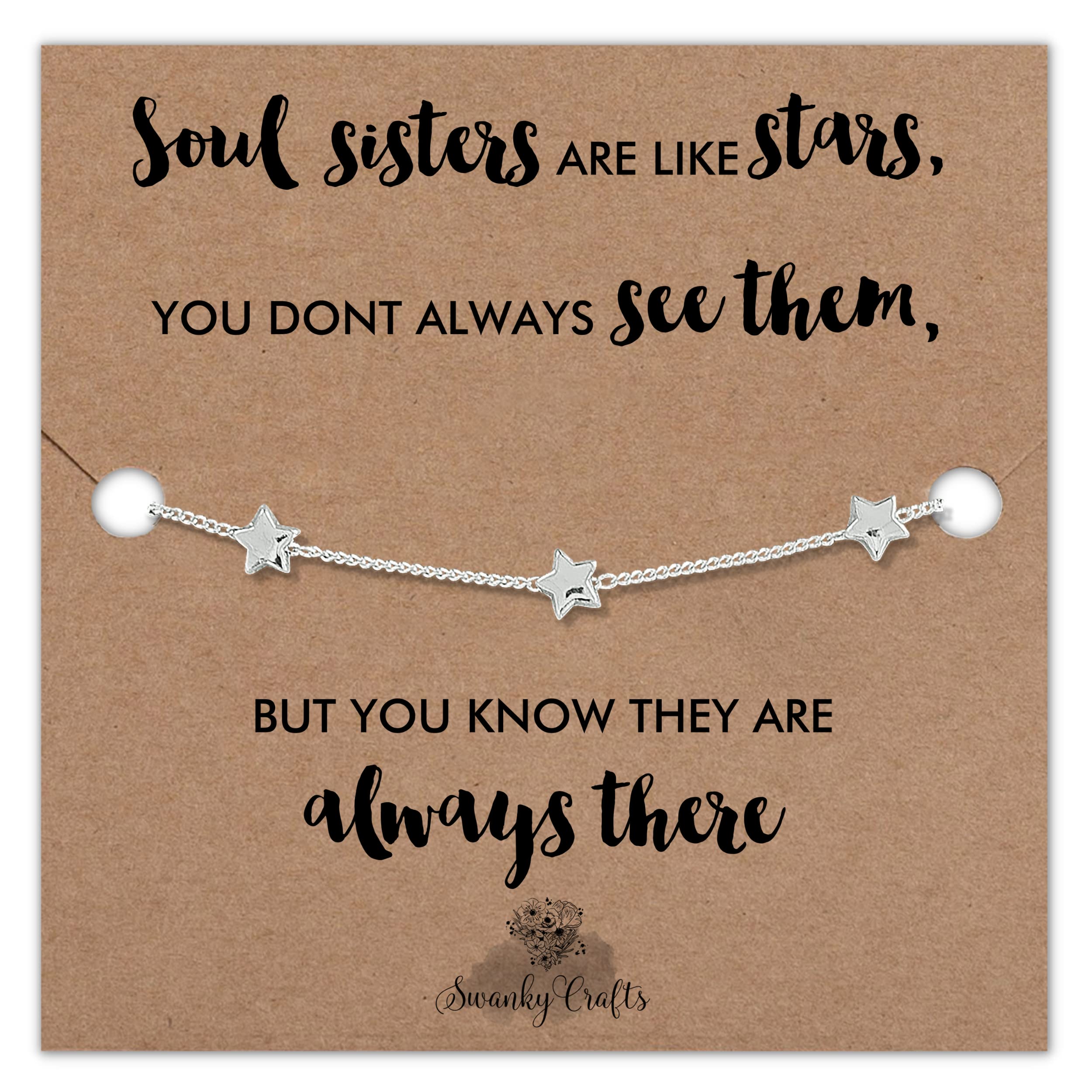 Swanky Crafts Soul Sister Bracelet - Soul Sister Jewellery, Soul Sister Gifts Women, Soul Sister Friendship Bracelet, Soul Sister Gift, Soul Sister Birthday Card With Bracelet Gift