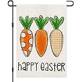 Happy Easter Garden Flag 12x18 Inch Double Sided Outside, Carrots Sign Burlap Small Flags Yard Outdoor Decoration DF694