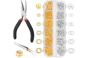 Qulltk 1200 Pcs Jump Rings for Jewelry Making Supplies, Necklace Repair Kit with Plier, Tweezer, Lobster Claw Clasps, Open Rings for Crafts & Keychains (1200Pcs Silver and Gold)