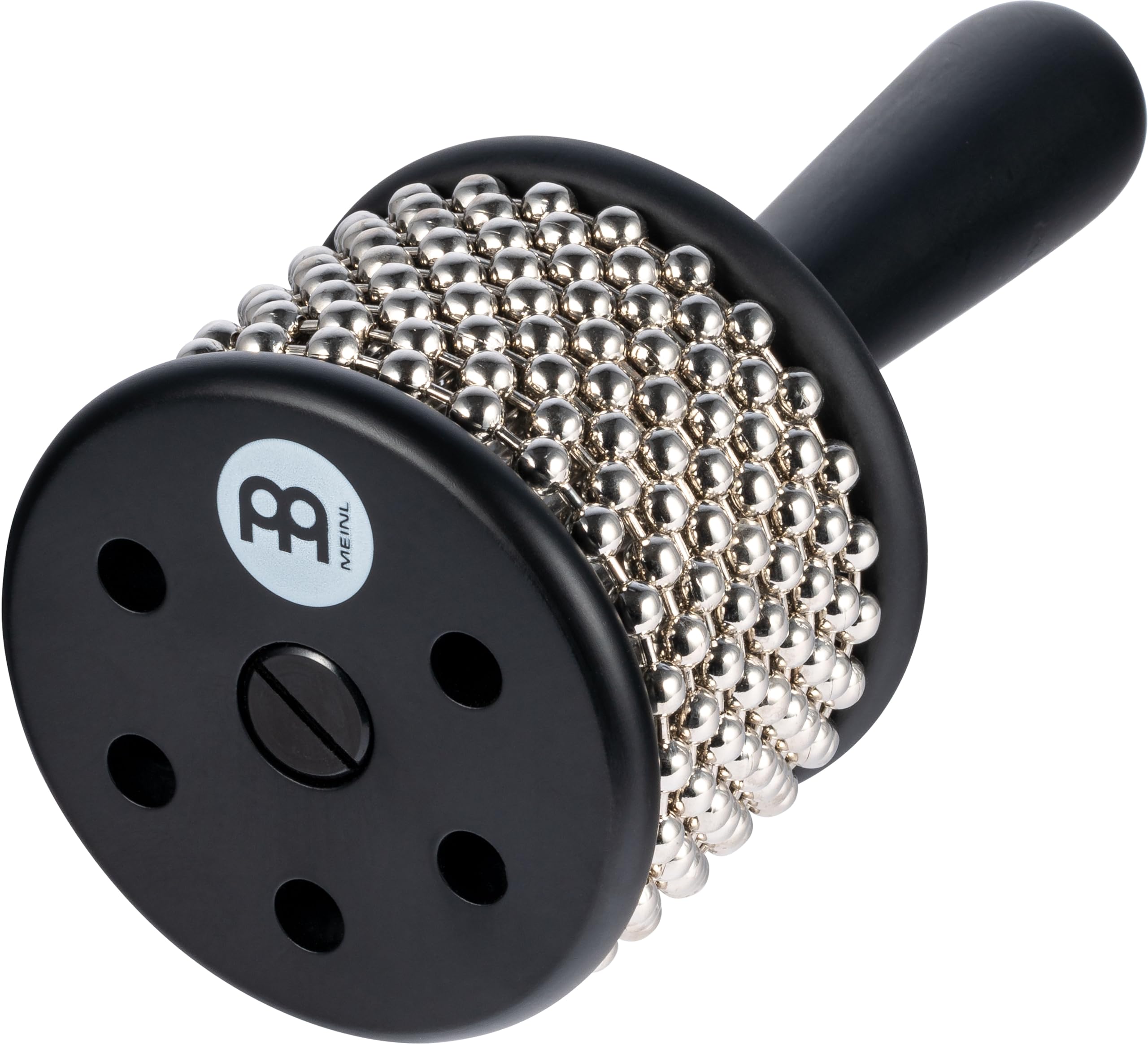 Meinl Percussion Turbo Cabasa Instrument - Small Shaker Instrument with Bead Chain - With Sound Ports - Wood / Stainless Steel, Black (CA5BK-S)