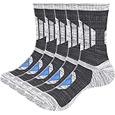 YUEDGE Mens Socks Sweat Wicking Anti Smell Cotton Cushioned Crew Casual Everyday Work Socks for Men, 5 Pairs