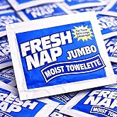 Fresh Lemon Moist Towelettes, Individually Wrapped Hand Wipes for Travel, Disposable Alcohol-Free Wet Wipes (25, Jumbo)