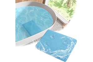 MABOZOO Bath Cushion for Tub with Powerful 4 Non-Slip Suction Cups,Quick Dry Mesh Bathtub Mat,Spa Pillow Bath Accessories for Adults Indoor Outdoor (Blue)