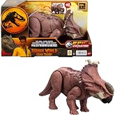 Mattel Jurassic World Wild Roar Dinosaur Action Figure, Pachyrhinosaurus with Continuing Head Strike &amp; Sound, Posable Toy with Digital Play