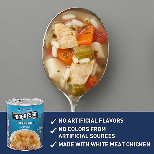 PROGRESSO TRADITIONAL, CHICKEN RICE WITH VEGETABLES CANNED SOUP, 19 OZ.