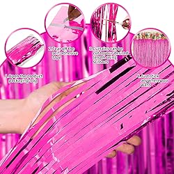 Fuchsia Curtains for Party Decorations, 3 Pack