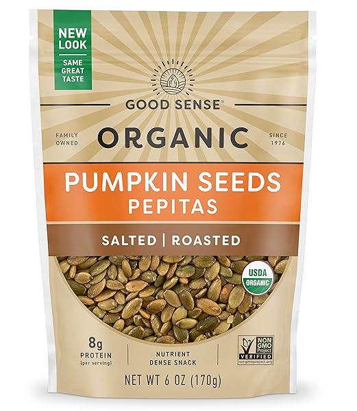 GOOD SENSE ROASTED SALTED ORGANIC PUMPKIN SEEDS, 6 OUNCE