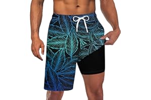 Goodstoworld Mens Swim Trunks with Compression Liner 9'' Inseam Quick Dry Swimsuit Shorts M-3XL