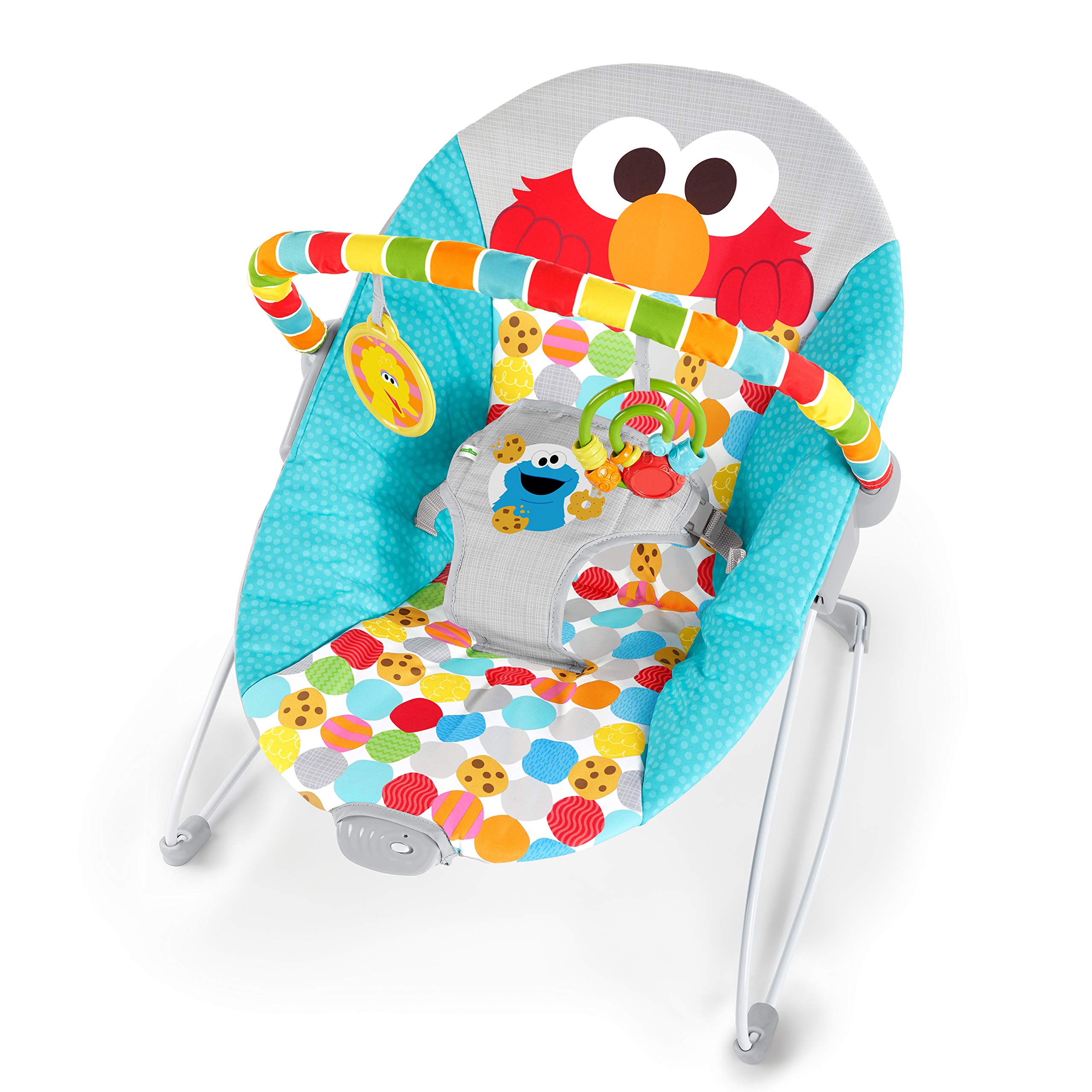 Photo 1 of Bright Starts Sesame Street Baby Bouncer Soothing Vibrations Infant Seat - I Spot Elmo! with Cookie Monster and Big Bird - Removable-Toy Bar, 0-6 Months Up to 20 lbs