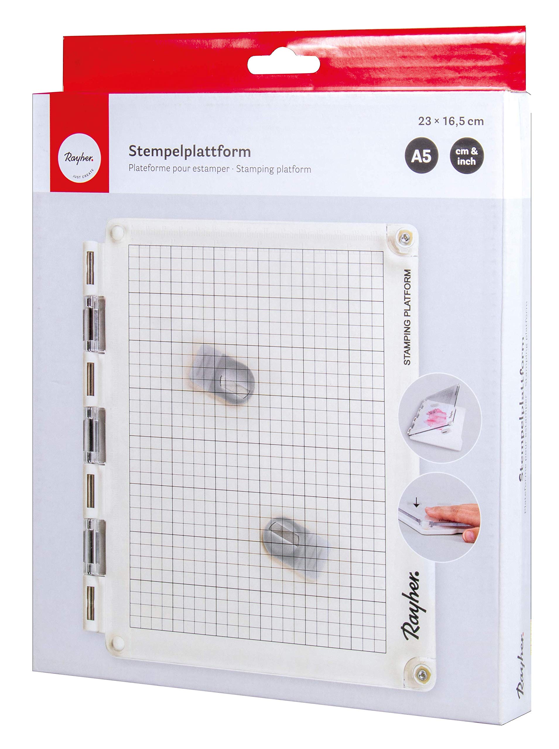 Rayher 29210000 Stamp Platform for Clear Stamps, Precision Stamping Tool for Card Making, Scrapbooking and Papercraft, 23x16.5 cm