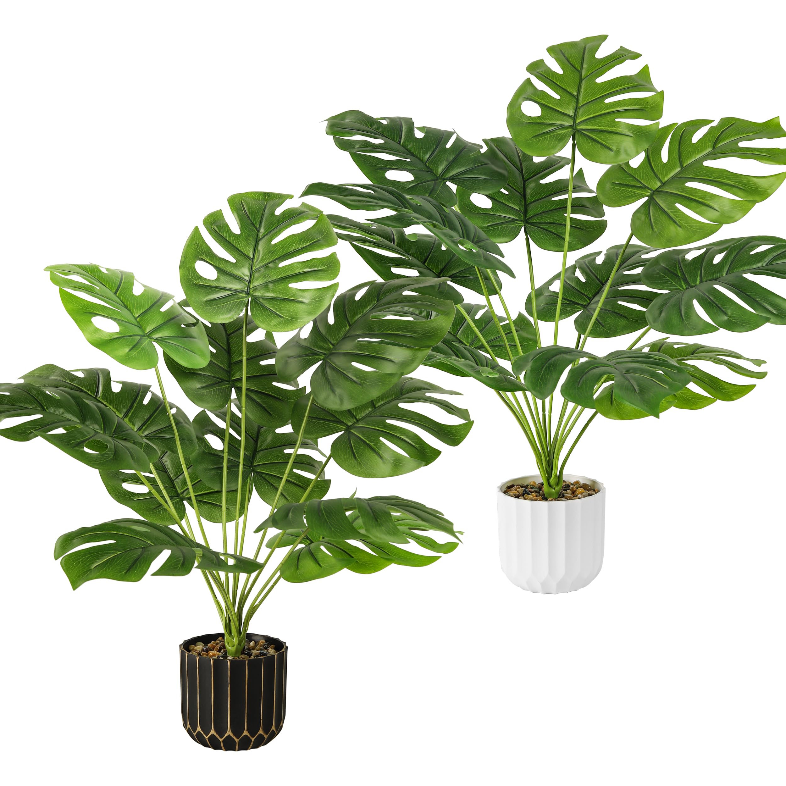 Der Rose 2 Pack Fake Plants 19'' DIY Faux Monstera Artificial Floor ...