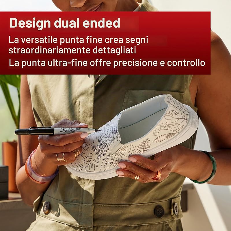 pennarelli indelebili a doppia punta | punta fine e ultrafine | Inchiostro nero | confezione da 12