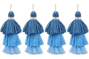 KONMAY Bulk 20pcs Tri-Layered Tassels with Hanging Loop for Jewelry Making, Clothing