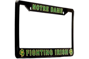 EliteAuto3K Notre Dame Fighting Irish License Plate Frame Cover – Black – 12.25” x 6.25” - - Ideal Gift for Sports Fans & Supporters – Slim Design