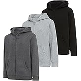 PURE CHAMP Boys Hoodies 3 Pack Fleece Pullover & Zip-Up Sweatshirts for Boys Kids Youth Plain Basic Everyday Wear Sizes 4-20