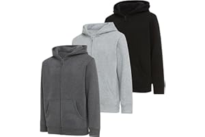 PURE CHAMP Boys Hoodies 3 Pack Fleece Pullover & Zip-Up Sweatshirts for Boys Kids Youth Plain Basic Everyday Wear Sizes 4-20