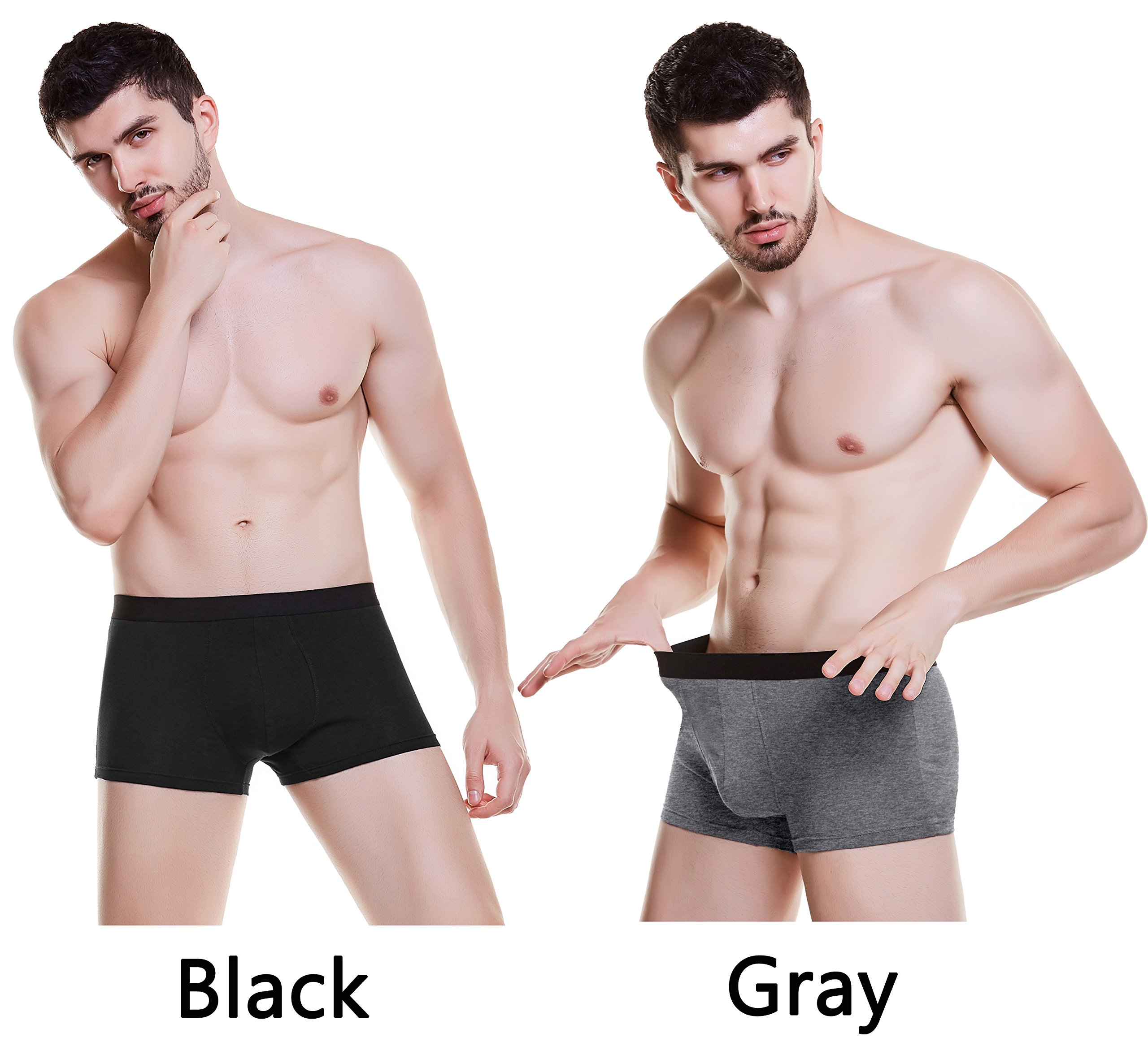 ASERLIN Men\'s 5-Pack Boxer Briefs Underwear Men\'s Pure Cotton U Convex Underwear 3B2G-L