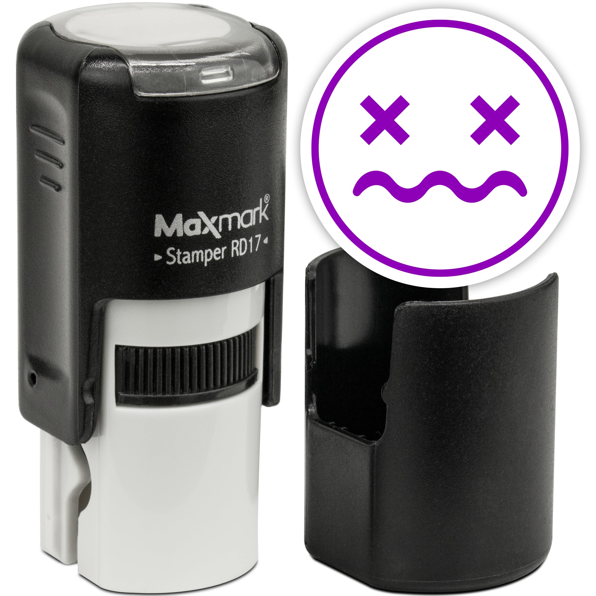 MaxMark Round Self Inking Emoji Stamp - Distressed