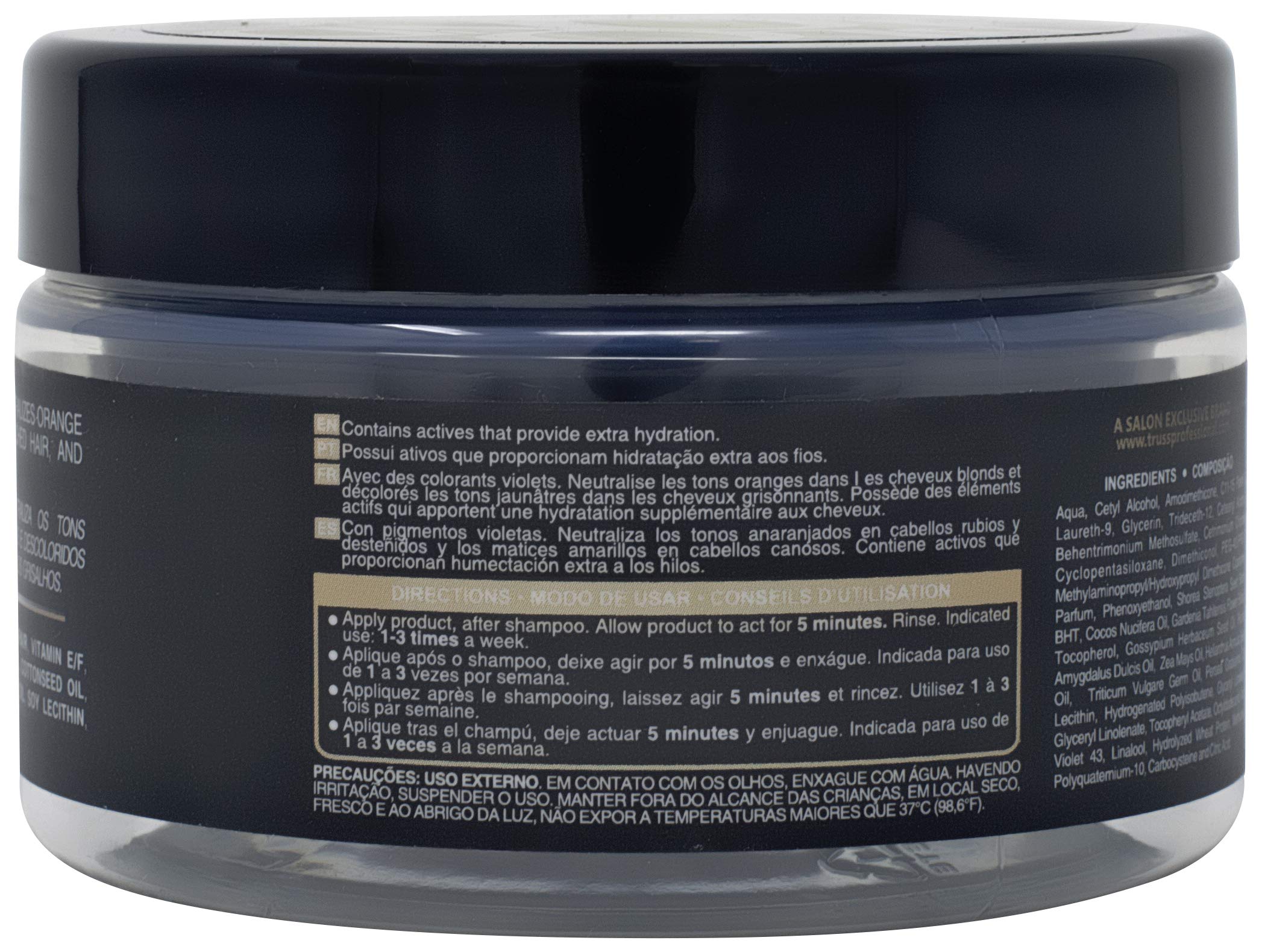 TRUSS Purple Hair Mask & Blonde Toner - Deep Conditioning Hair Treatment for Blonde, Bleached or Gray Strands - Neutralizes Orange & Yellow Tones - Restores Strength, Elasticity & Shine (6.35 oz)