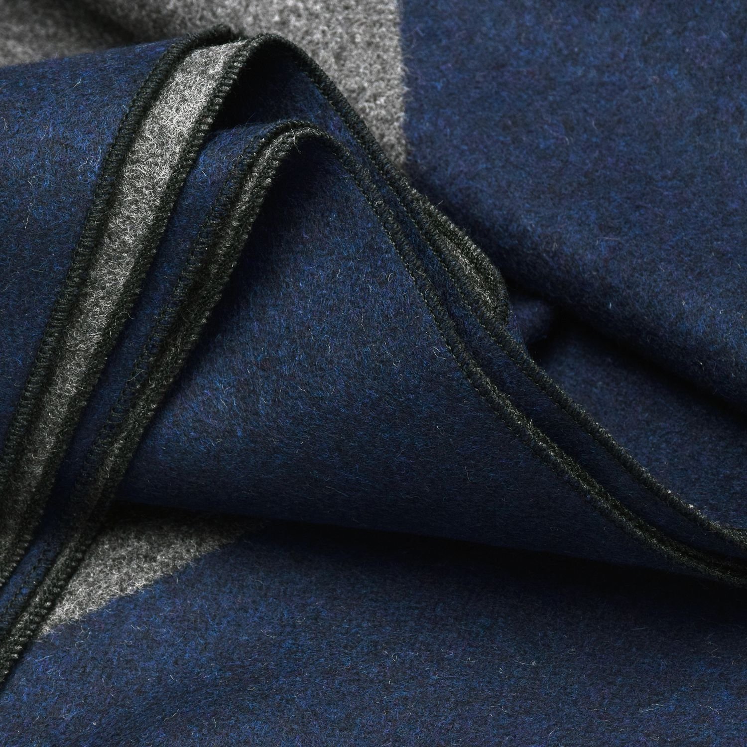 Brushed Warm Soft Cashmere Feel Grey with Navy Frame Men\'s Scarf Cold Winter Extra Long Size