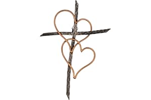 Old River Outdoors Entwined Hearts Decorative Metal Wall Cross - Joined Two Hearts, One Love Promises Kept