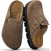Project Cloud 100% Genuine Leather Platform Clogs for Women Footwear - Memory Foam Arch Support Cork Footbed Casual Shoes & Mules for Women 2026 (Benton Chunky)
