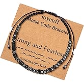 JoycuFF Morse Code Bracelets for Women Men Gifts for Her Him Mom Dad Daughter Sister Best Friend Funny Inspirational Bracelets for Women Jewelry Adjustable Silk Beaded Wrap Bracelet