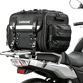 CARHOME Motorcycle Tail Bag, 40L-60L Expandable Motorcycle Travel Luggage | Waterproof All-Weather Rear Seat with Sissy Bar Straps &amp; Helmet Rain Cover, Universal Trunk Rack Bag, Black