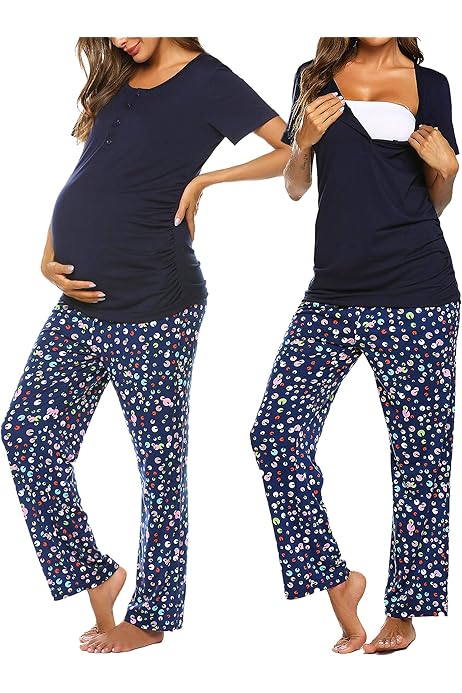 Nursing Pajamas Maternity Breastfeeding Sleepwear Set Long Sleeve