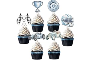 HAPIBIDESIGN 36 Pcs Race Car Cupcake Toppers - Perfect for Race Car Birthday Cupcake Toppers, Baby Shower and Cake Decor