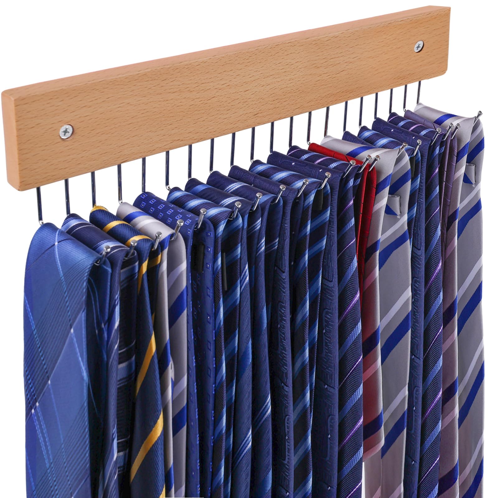 Photo 1 of MCPINKY Belt Hanger Wall Mounted, 360°Rotating Tie Rack White Belt Organizer Max 20 Storage for Belt Ties Purse Scarves Tank Top Hats Medals