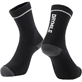 DRYMILE Active Waterproof Socks, Cushioned for Running and Hiking | 3-Layer Waterproof Breathable Design, Charcoal Lining, Seamless Cushioned Toe and Heel, Reflective Ankle for Wet Weather