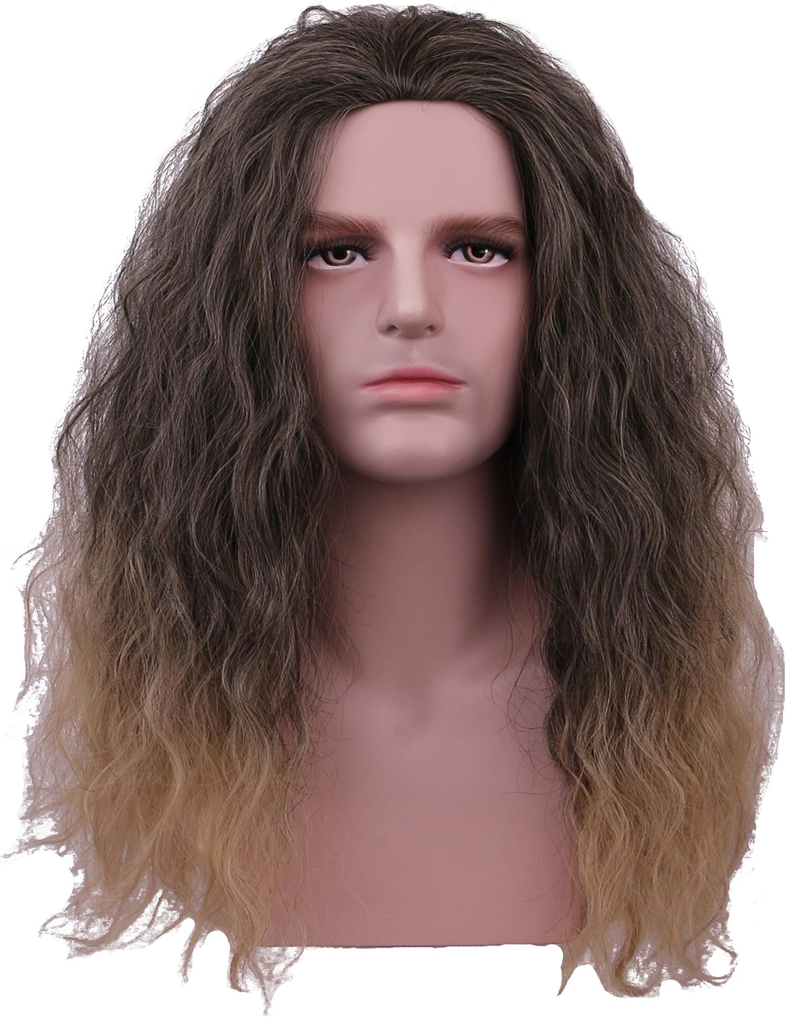 YilysMen's Short Curly Black Ombre Golden Gradient Wigs Halloween Movie Cospaly Costume Wigs