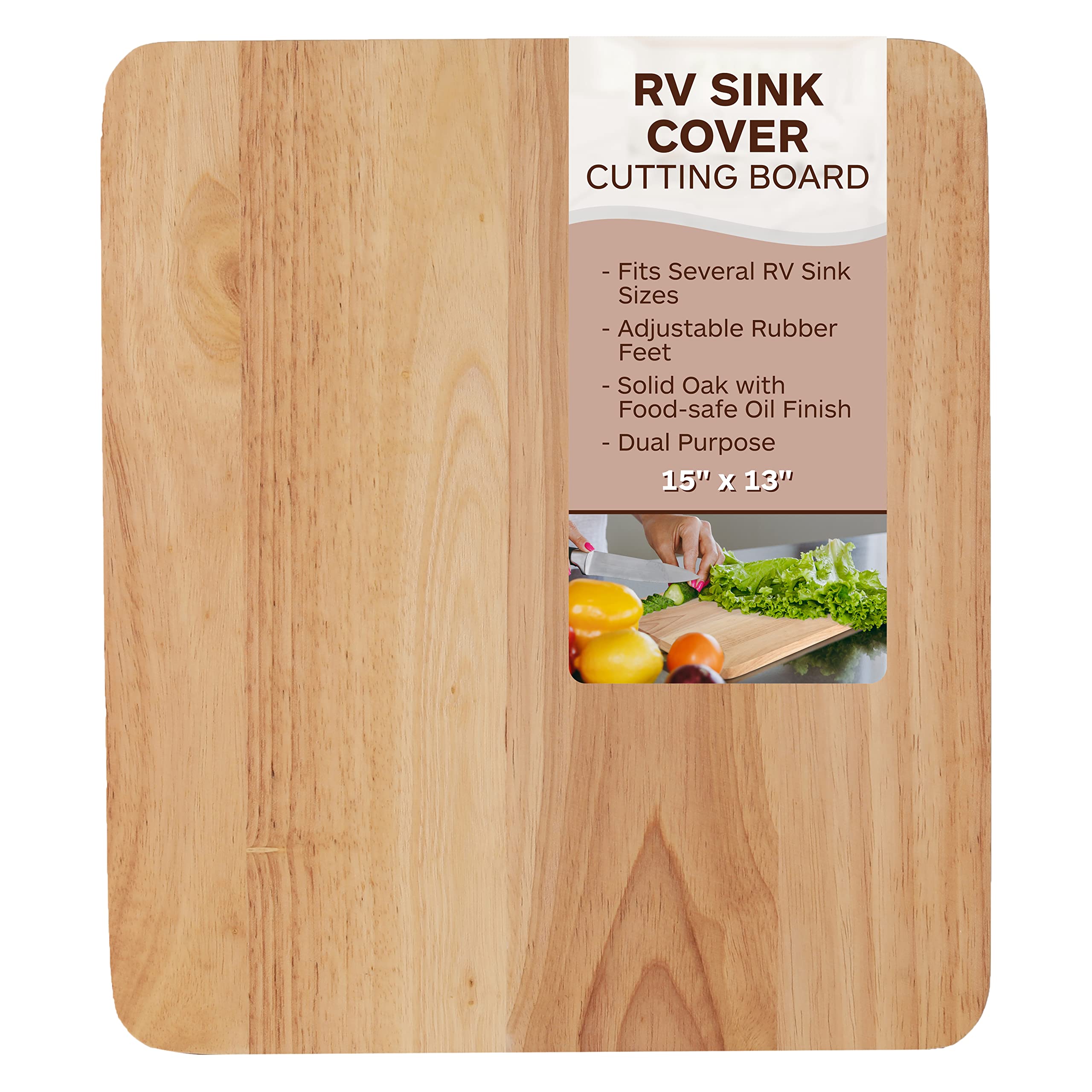 Photo 1 of *** SIMILAR *** TonGass 15"x13"x3/4" RV Sink Cover with Adjustable Rubber Feet, Camping Cutting Board, Solid Oak with Food-Safe Oil Finish, Dual Purpose Sink Cover Cutting Board Add Counter Space in RV Kitchen