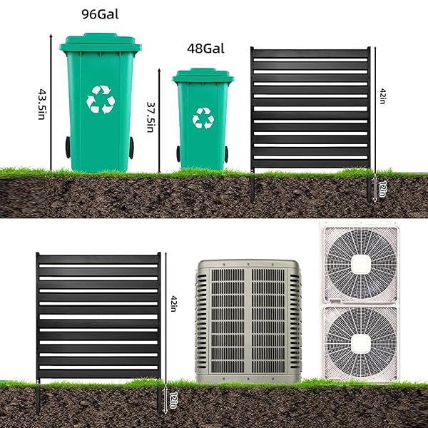 JPSEYBB 42″ H X 38″ W (3 PANELS) AIR CONDITIONER FENCE SCREEN – PRIVACY FENCE PANELS FOR OUTSIDE UNIT, POOL EQUIPMENT ENCLOSURE, NO DIG BACKYARD FENCING BLACK