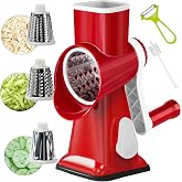 YOUCZON Rotary Cheese Grater Multi-Purpose Stainless Steel Cheese Shredder | rotary grater with strong suction, ergonomic handle and food pusher for fast, safe slicing and shredding.