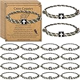 Tondiamo Track and Field Gift Bulk Adjustable Rope Marathon Runners Bracelets Bulk Cross Country Team Gift Religious Christian Jesus Braided Bracelets Running Track and Field Accessories