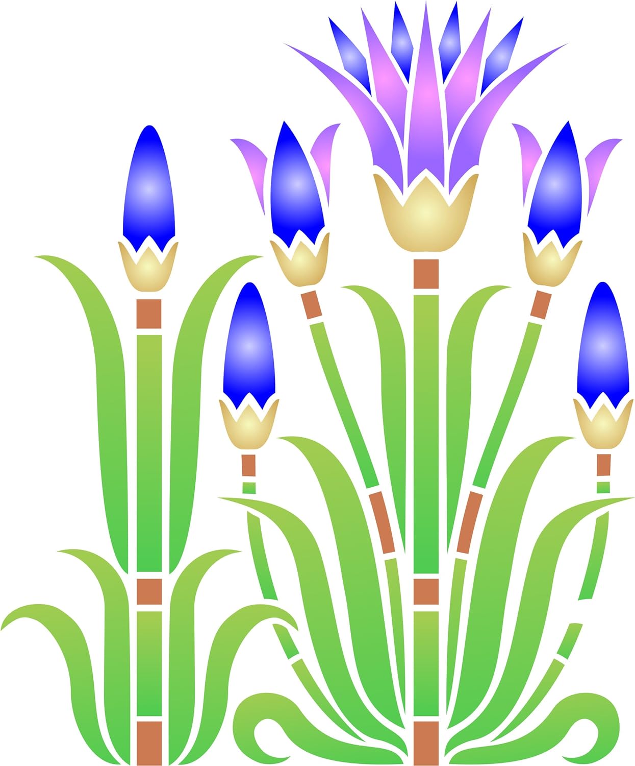 Lotus Border Stencil - 16.5 x 19cm (M) - Reusable Stylized Egyptian Lotus Flower Ancient Egypt Wall Stencil Template