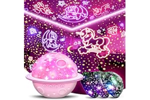 Planet Projector for Kids Toys for 1-12 Year Old Girls,Unicorn Night Light for Kids,Cute Lamp for Nursery,Pink Room Decor Gir