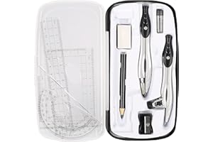 Lifreer Geometry Set,10 Pcs Protractor and Compass Set, Math and Ruler Set for Students, Class Supplies, and School - Essential Compass Geometry Tools for Precision and Quality (Black)