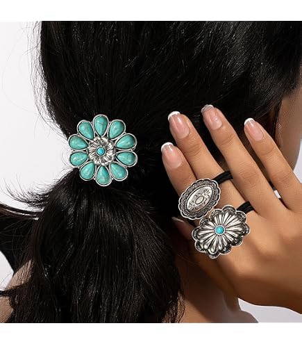 Amazon.com : HJZHII 3Pcs Western Ponytail Holders, Metal  display picture 1