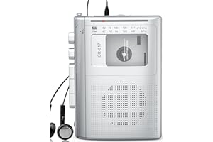 JAZMM Cassette Player Recorder with Bluetooth Transmitter Walkman, Portable AM FM Cassette Player with Big Speaker, Stereo Earphone Jack, Support Microphone Recording, 2AA Battery or USB Power for Home