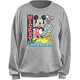 Disney Women's Junior's Mickey Friend Shapes Oversized Fleece, Heather Grey, Medium