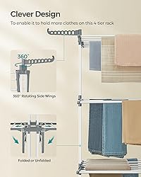 SONGMICS Clothes Drying Rack Stand 4-Tier, Foldable