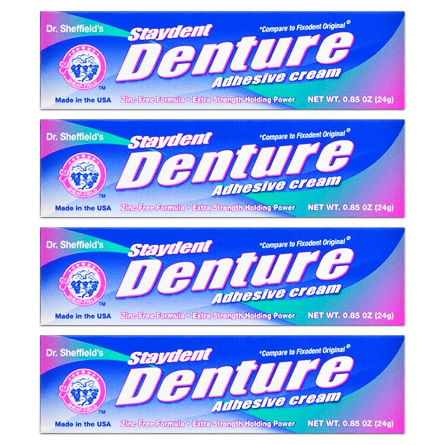 Staydent Denture Adhesive Cream, Dr. Sheffield's, 0.85 Oz. (Pack of 4) by Sheffield Pharmaceuticals : Beauty