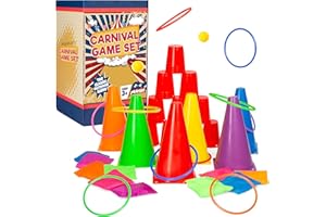 Play Platoon 38 Piece Carnival Games for Kids - Indoor Obstacle Backyard Course, Bean Bag Toss, Ring Toss, Cones, Cups, Games for Kids, Family Party Outdoor Inside