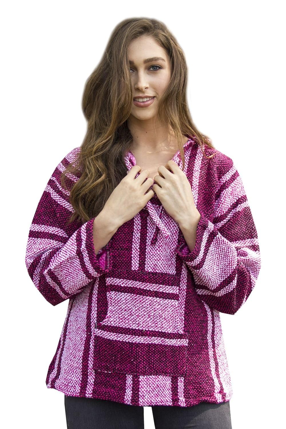Mexican Baja Hoodie Pullover Sweater Pink Womens cheap drheidt.de