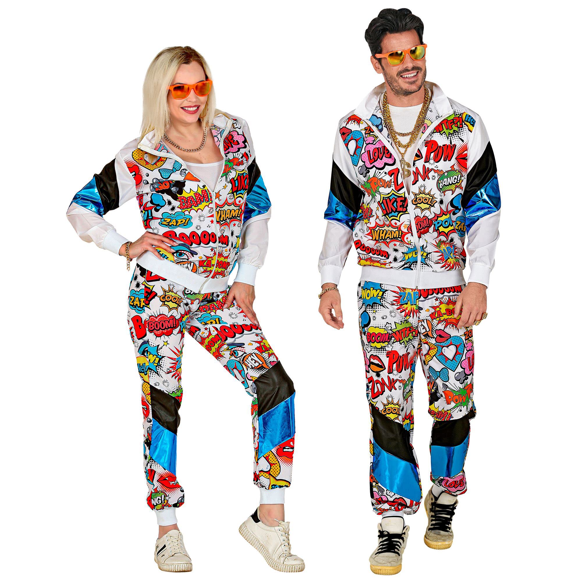 W WIDMANN MILANO Party Fashion - Costume Tracksuit, USA Motifs, 80s Outfit, Jogging Suit for Carnival & Party