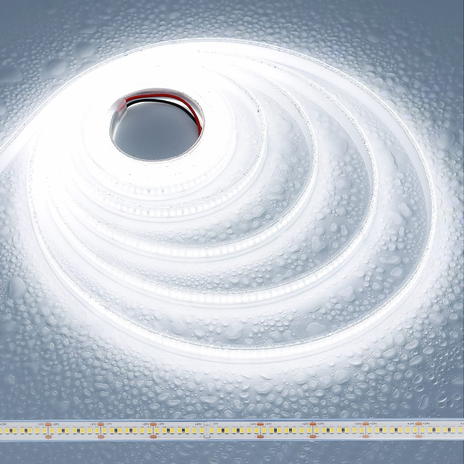 JOYLIT 24V LED Strip Lights 5M 6000K Cool White Outdoor Waterproof 14000LM Ultra Bright, CE UL Professional CRI 90+ 238LEDs/M High Density 2835 SMD 120W Dimmable LED Tape Illumination Purpose