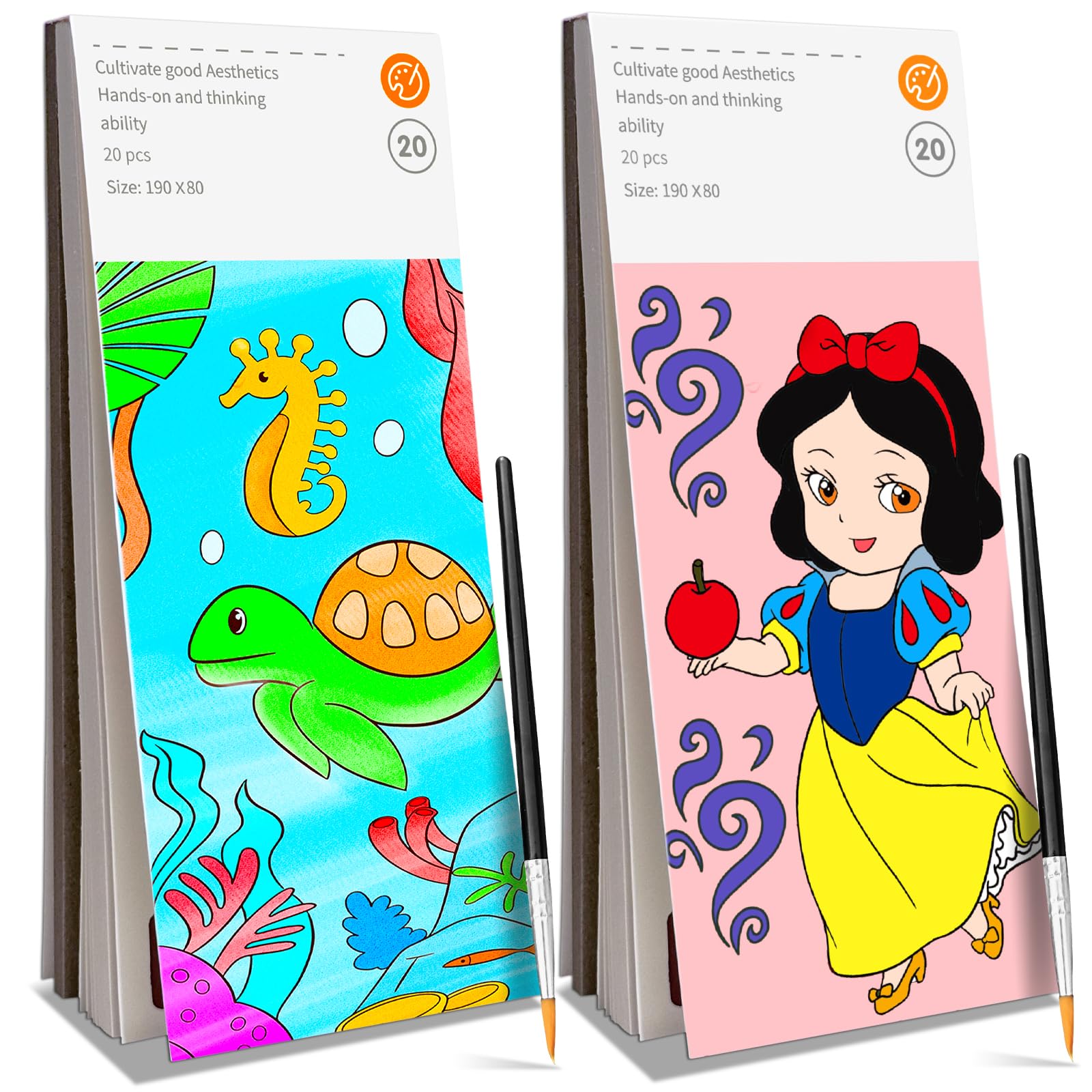 ZHOC Paint with Water Coloring Books for Kids, Pocket Mess Free Watercolor Painting Sets for Kids Ages 3 4 5 6 7 8+, Water Color Paint Set Arts and Crafts Gift for Boys Girls, Princess and Oceans